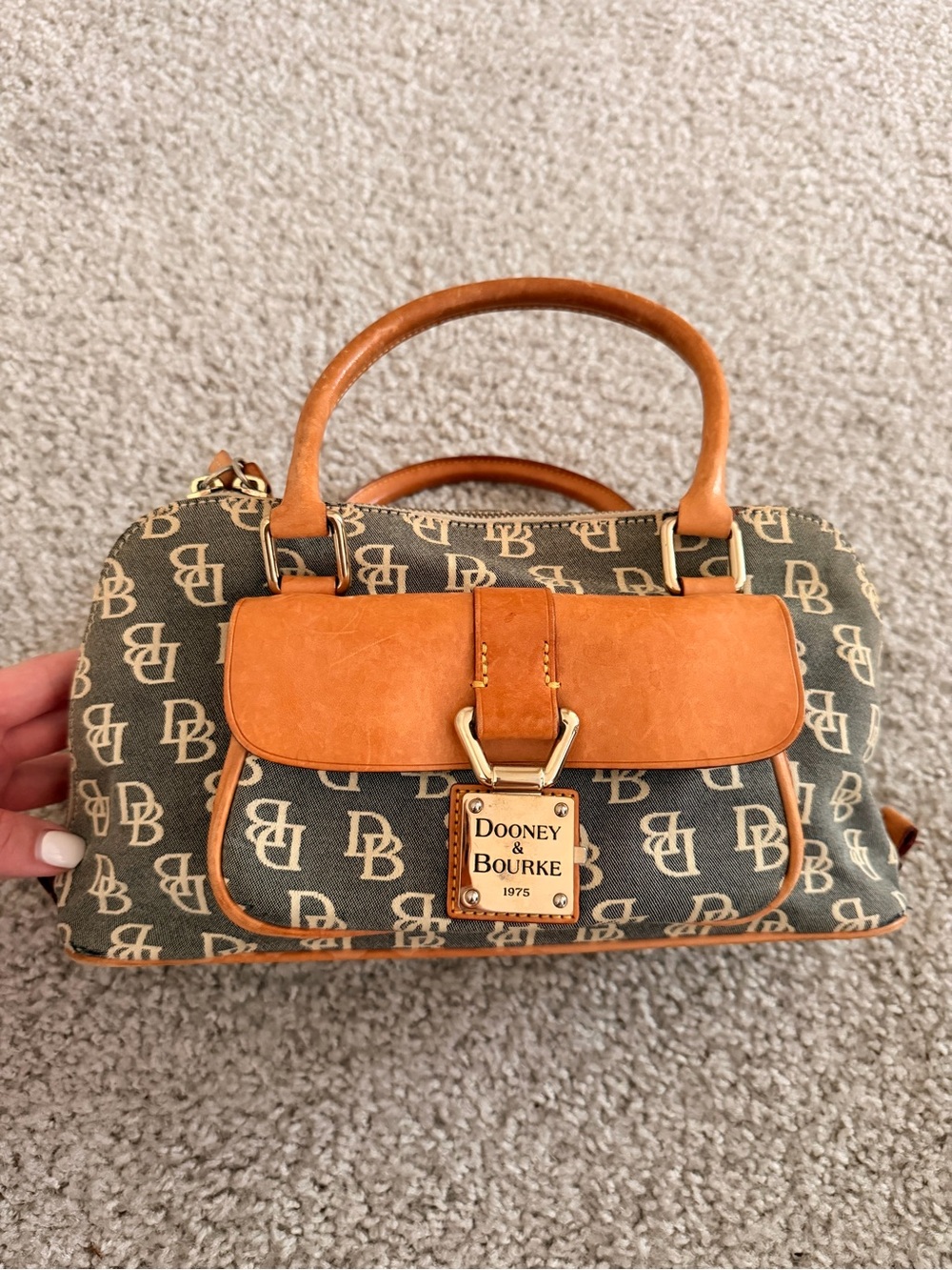 Dooney & Bourke Tan & Brown Signature Logo Satchel - Picture 5 of 10